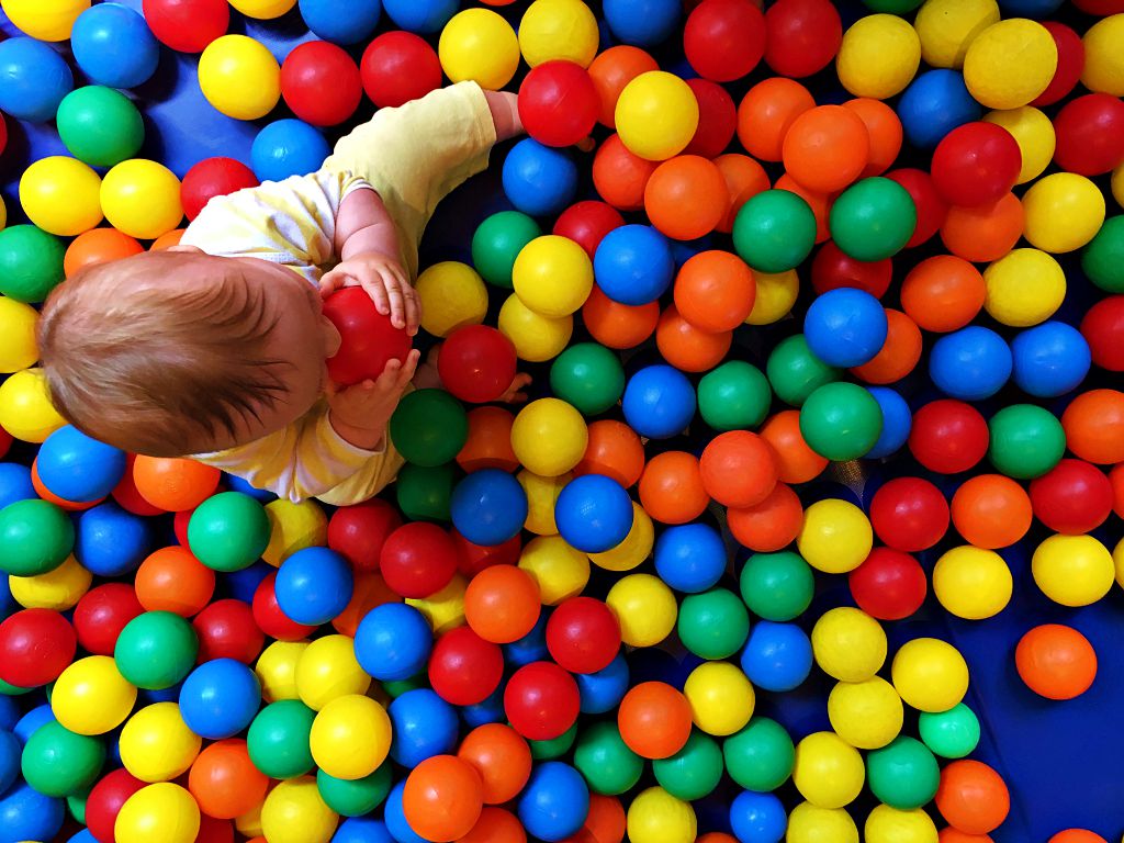Baby ball pit at Mini Mania, West Gosford Playing in Puddles