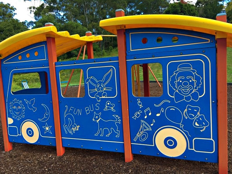 Bus at Bushlands Reserve Playground Springfield | Playing in Puddles