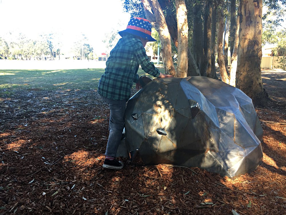 Sculptural Wombat at Kurraba Oval Berkeley Vale | Playing in Puddles