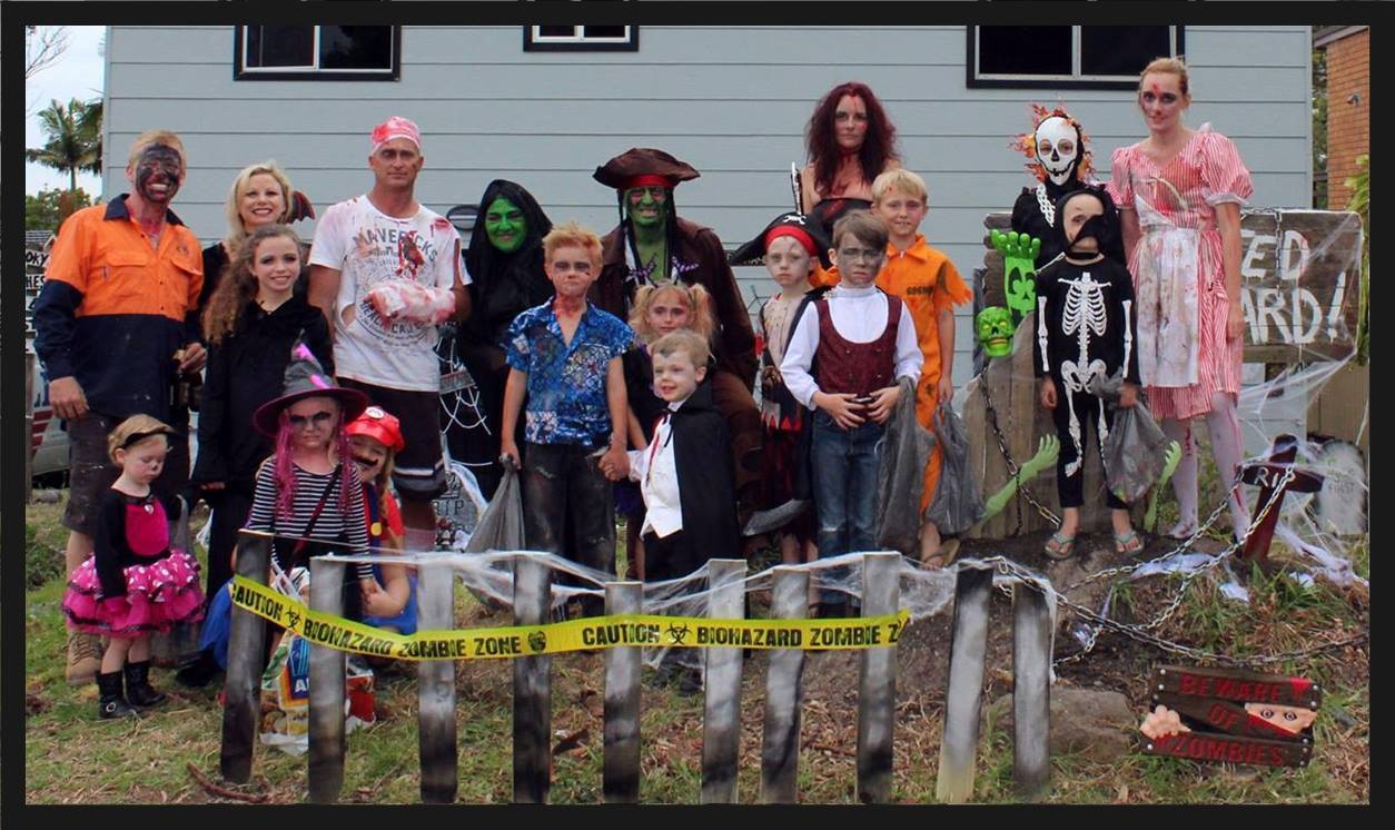 Central Coast Halloween Trick or treaters dressed up in spooky costumes 