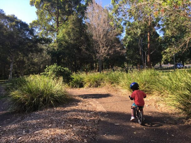 Narara-Sensory-park-bike-track - Playing in Puddles