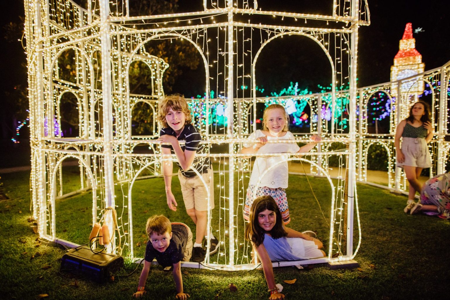 Hunter Valley Gardens Christmas Lights Playing in Puddles