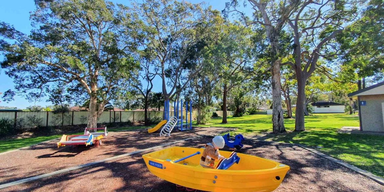 Tots will love the bright yellow boat at Scout Hall Park, Buff Point