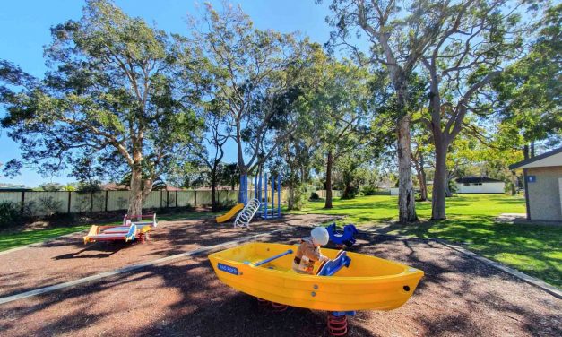 Tots will love the bright yellow boat at Scout Hall Park, Buff Point