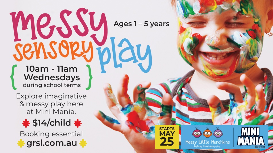 NEW Pop-Up Messy Play Classes at Gosford RSL’s Mini Mania!